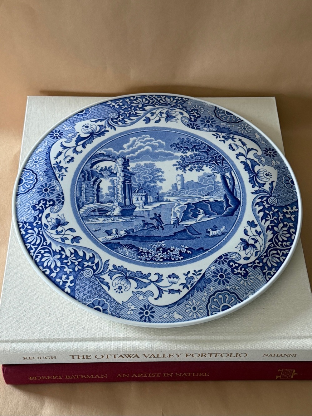 Spode Blue Italian Cake Plate, Large Round Serving Dish